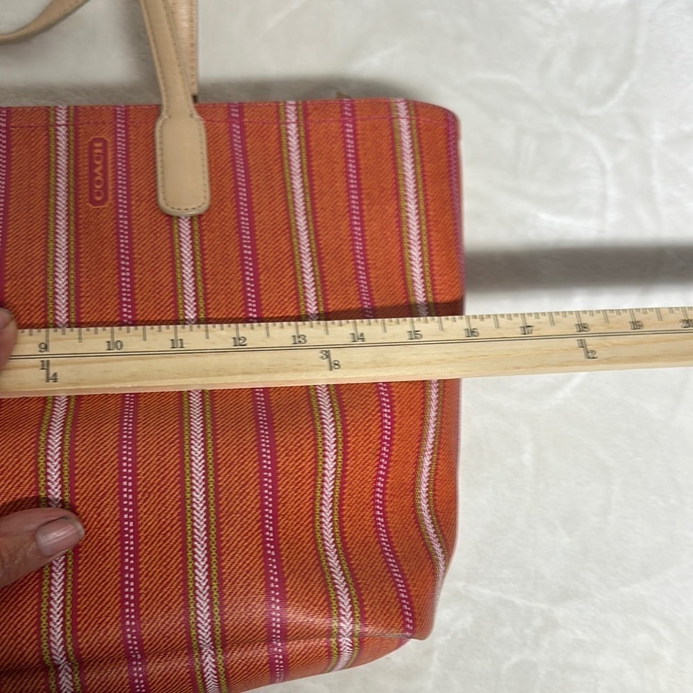 Coach Legacy Red and Cream Striped Tote - Picture 9 of 16